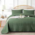 Akkialla Full/Queen Size Quilt Bedding Set,Green Lightweight Microfiber Soft Bedspread,Modern Style Geoetric Pattern Coverlet Se