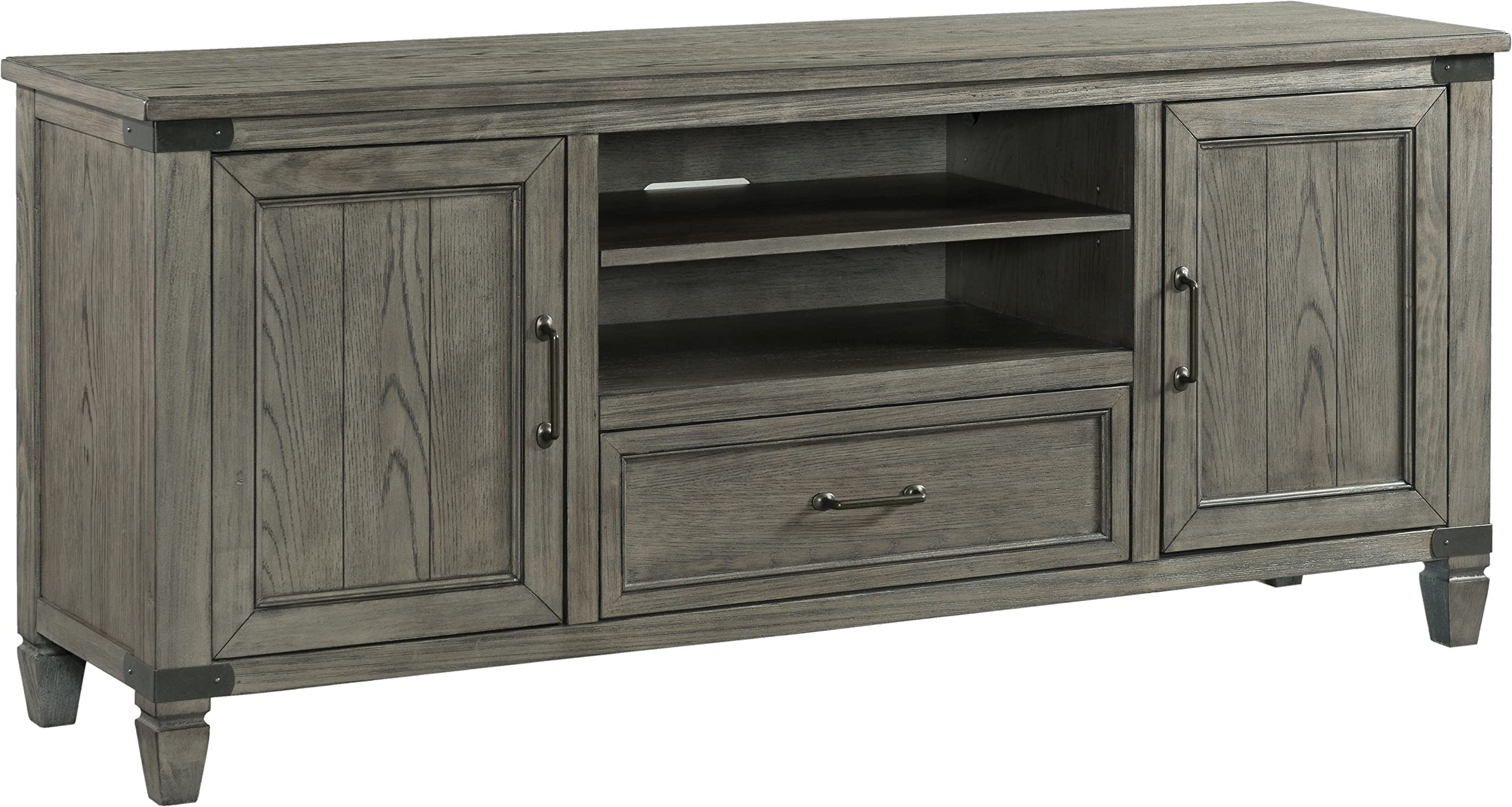 Intercon Foundry Media Console with 2 Shelves, 2 Cabinets, and Shelf, Brushed Pewter, 70&quot; Width TV Stands