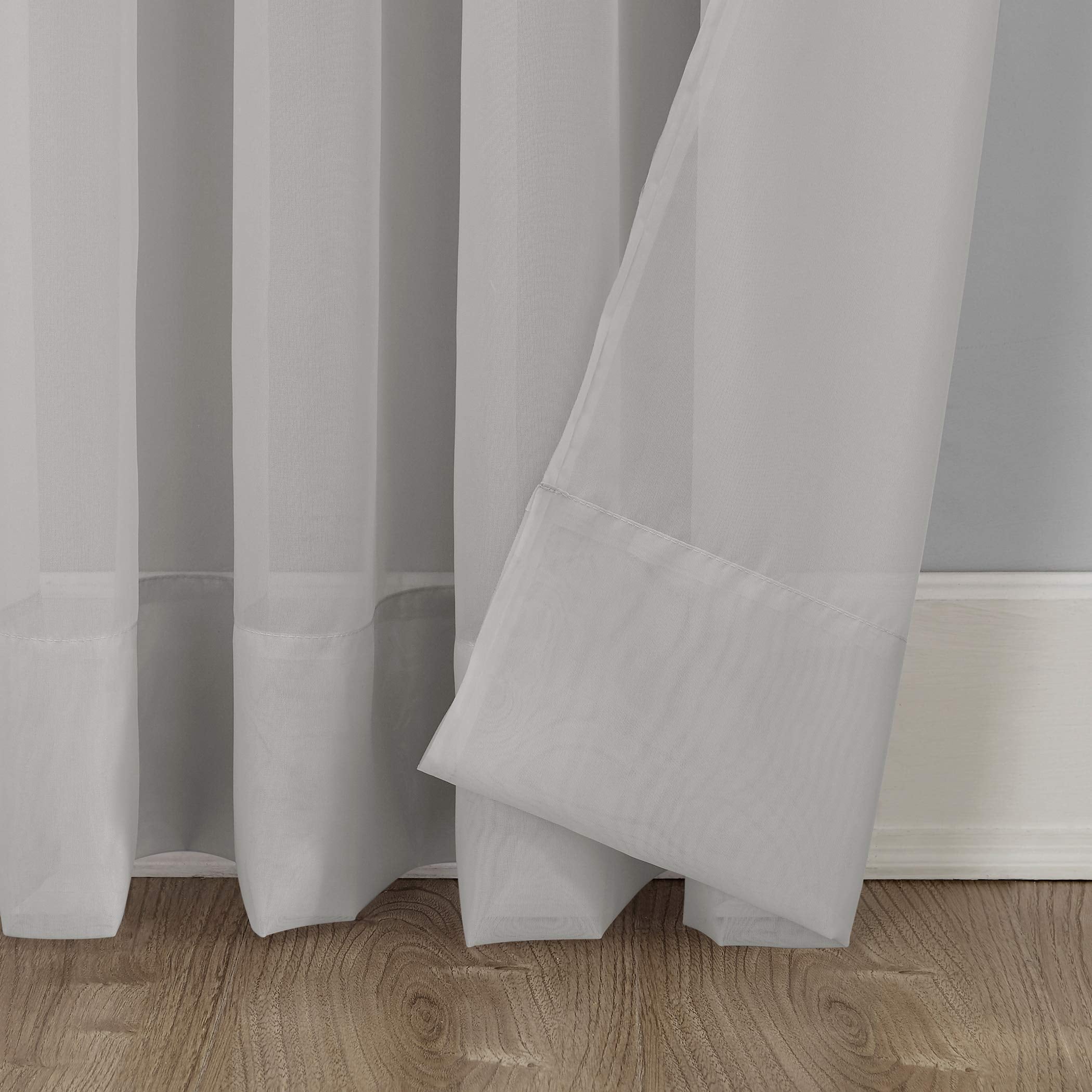 No. 918 53566 Emily Sheer Voile Rod Pocket Curtain Panel, 59'' X 84'', Silver Gray