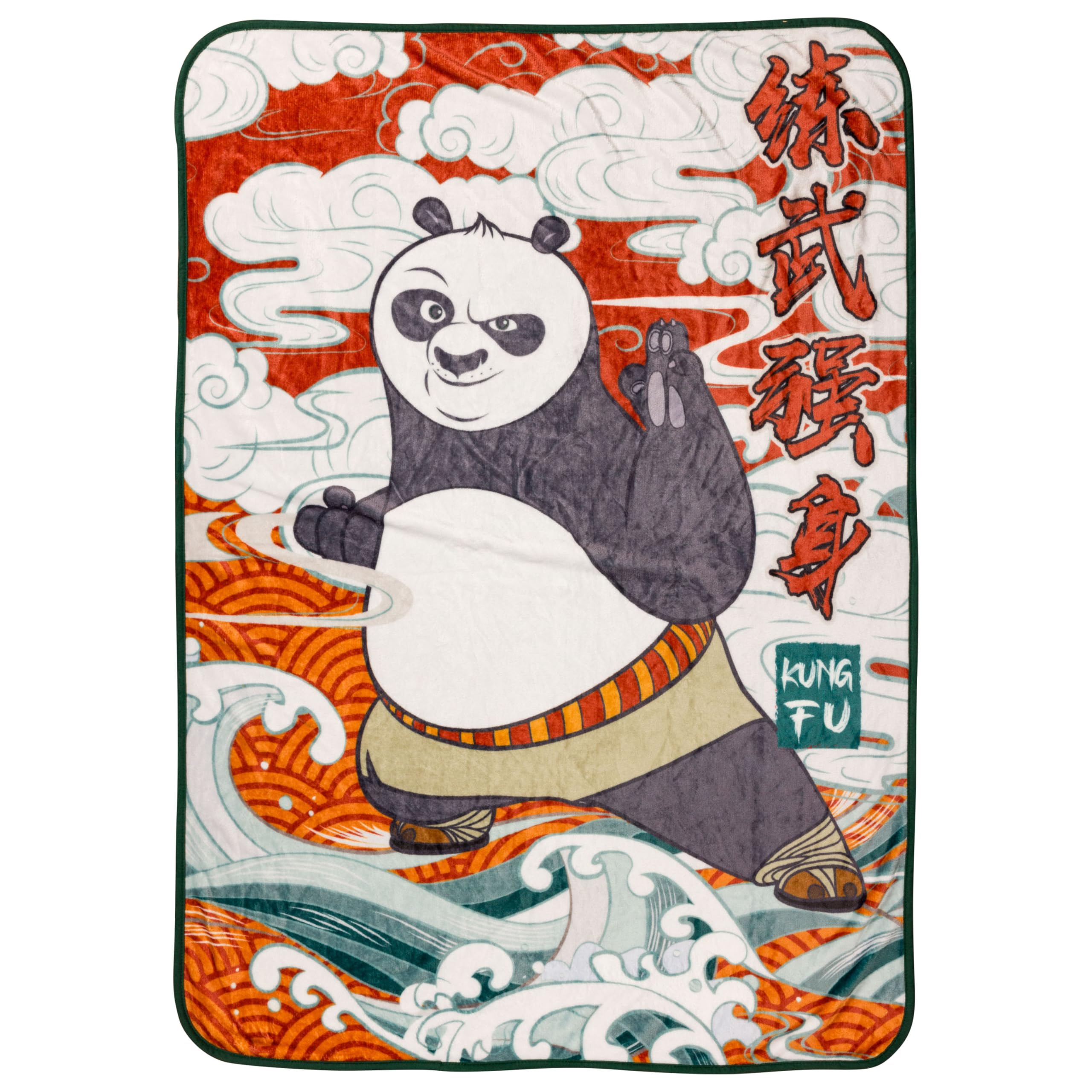 Silver Buffalo Kung Fu Panda Chinese Characters Featuring Po 45' X 60' Fleece Throw, Soft And Cozy Blanket, 180 Gsm