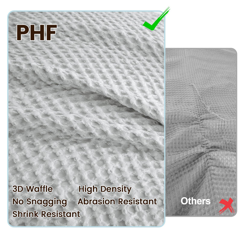 Phf Waffle Weave Duvet Cover Set King Size, 3 Piece Ultra Soft Breathable Durable Comforter Cover For All Season, Waffle Texture