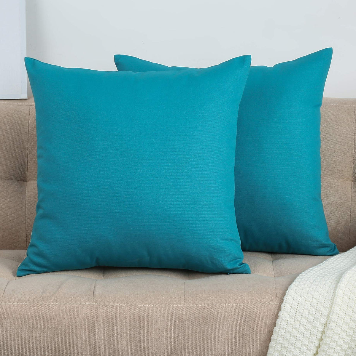 Tangdepot Handmade Decorative Solid 100% Cotton Canvas Throw Pillow Covers/Pillow Shams, (20'X20', Blue Ashes)