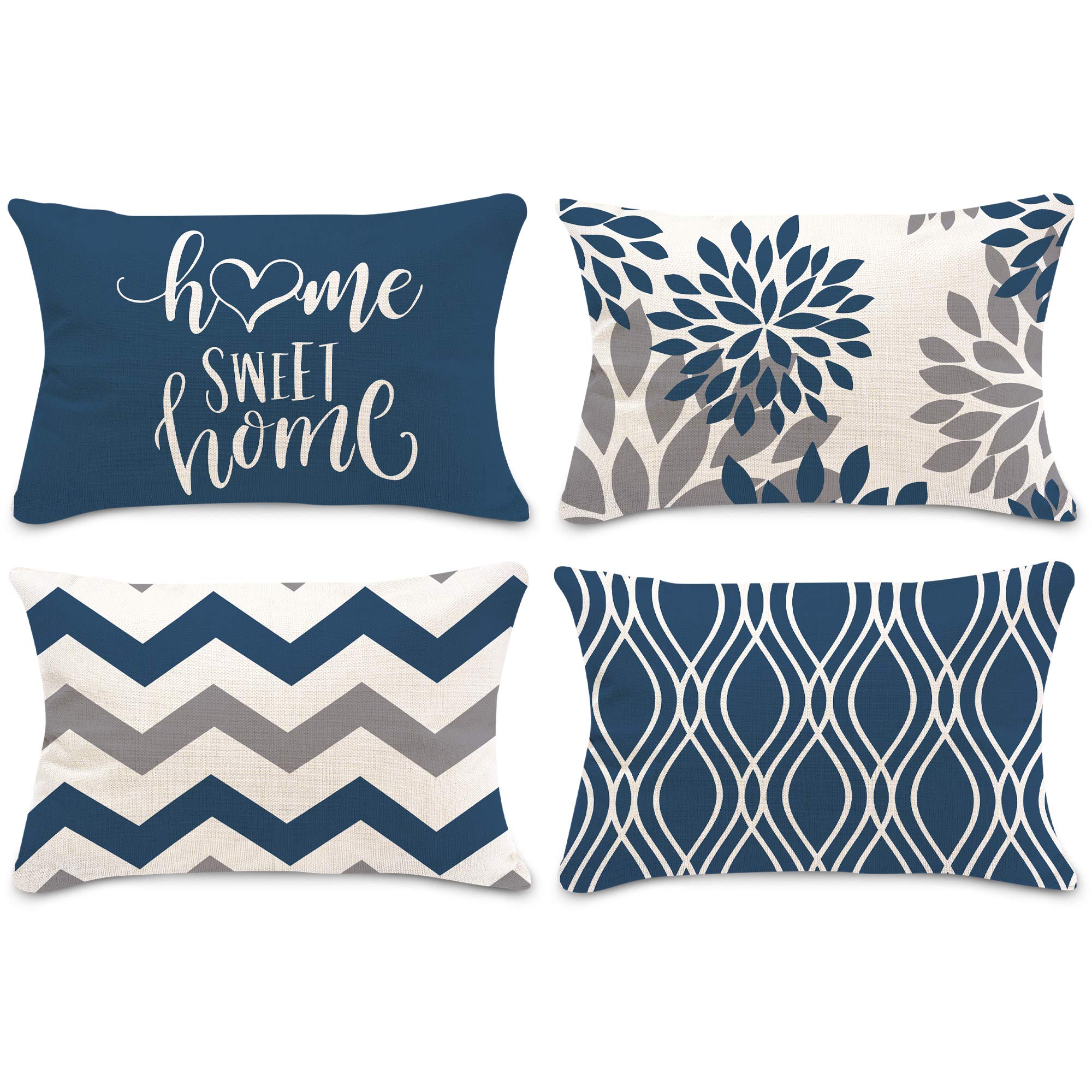 Hexagram Light Blue Geometric Pillow Covers 12X20 Set Of 4,Decorative Throw Pillow Cover For Sofa, Cushion Pillow Case For Couch