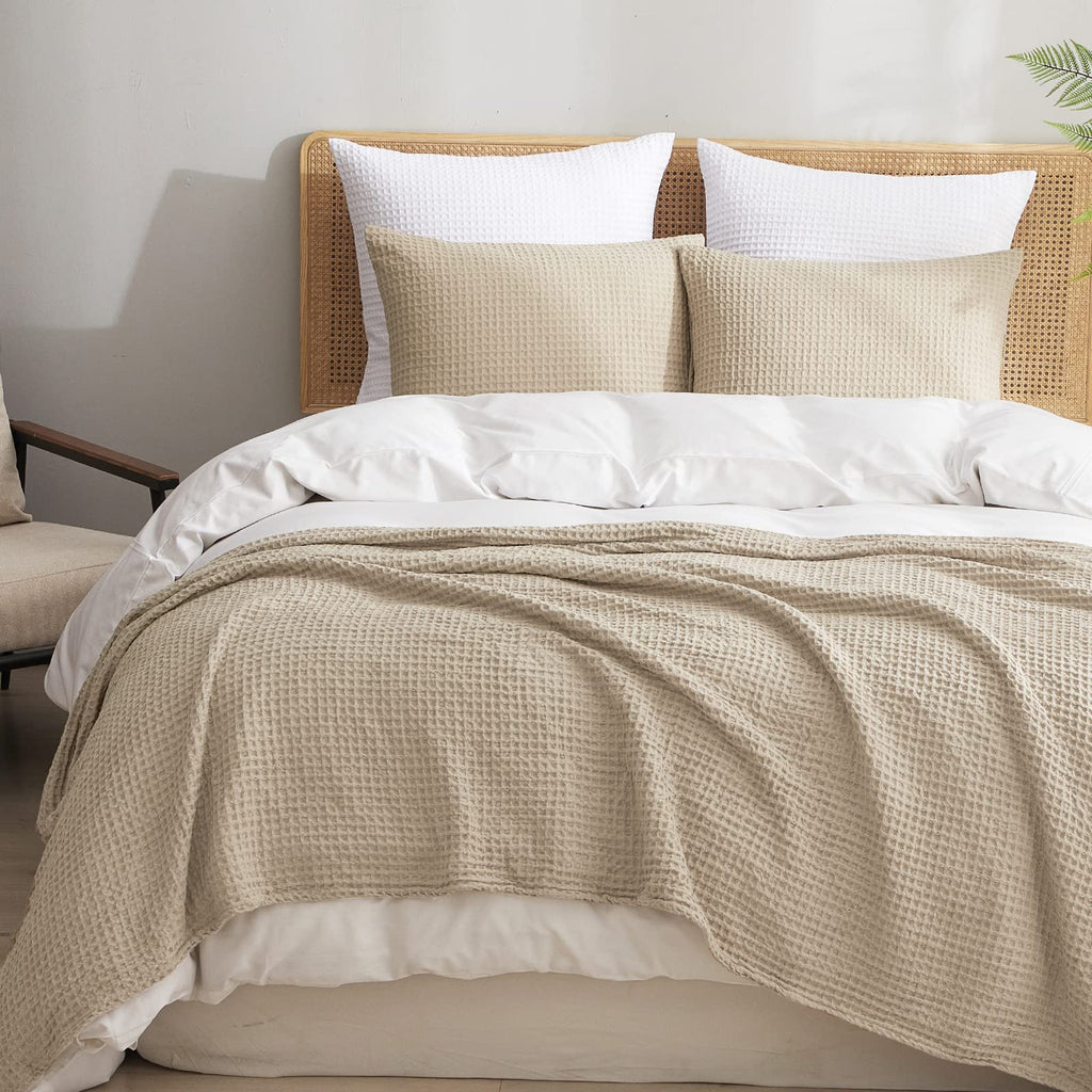 Phf Ultra Soft Waffle Weave Pillowcases King Size 20' X 36' 2 Pack, No Insert, Breathable Skin-Friendly Pillow Shams, Decorative Waffle Weave Pillow Case Covers, Khaki