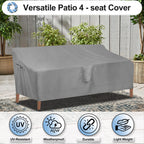 Outdoorlines Outdoor Waterproof Patio 4-Seater Couch Cover - Uv Resistant Patio Sofa Furniture Covers Weatherproof Heavy Duty Glider Covers For Outdoor Furniture, 104Wx32.5Dx33H Inches, Gray