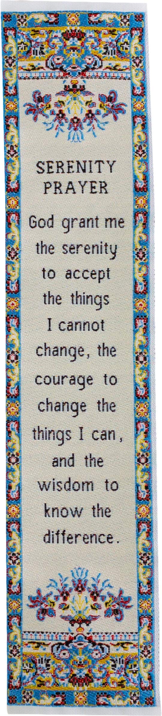 Serenity Prayer, Woven Fabric Christian Bookmark, Silky Soft Divine Peace Flexible Bookmarker for Novels Books and Bibles, Tradi