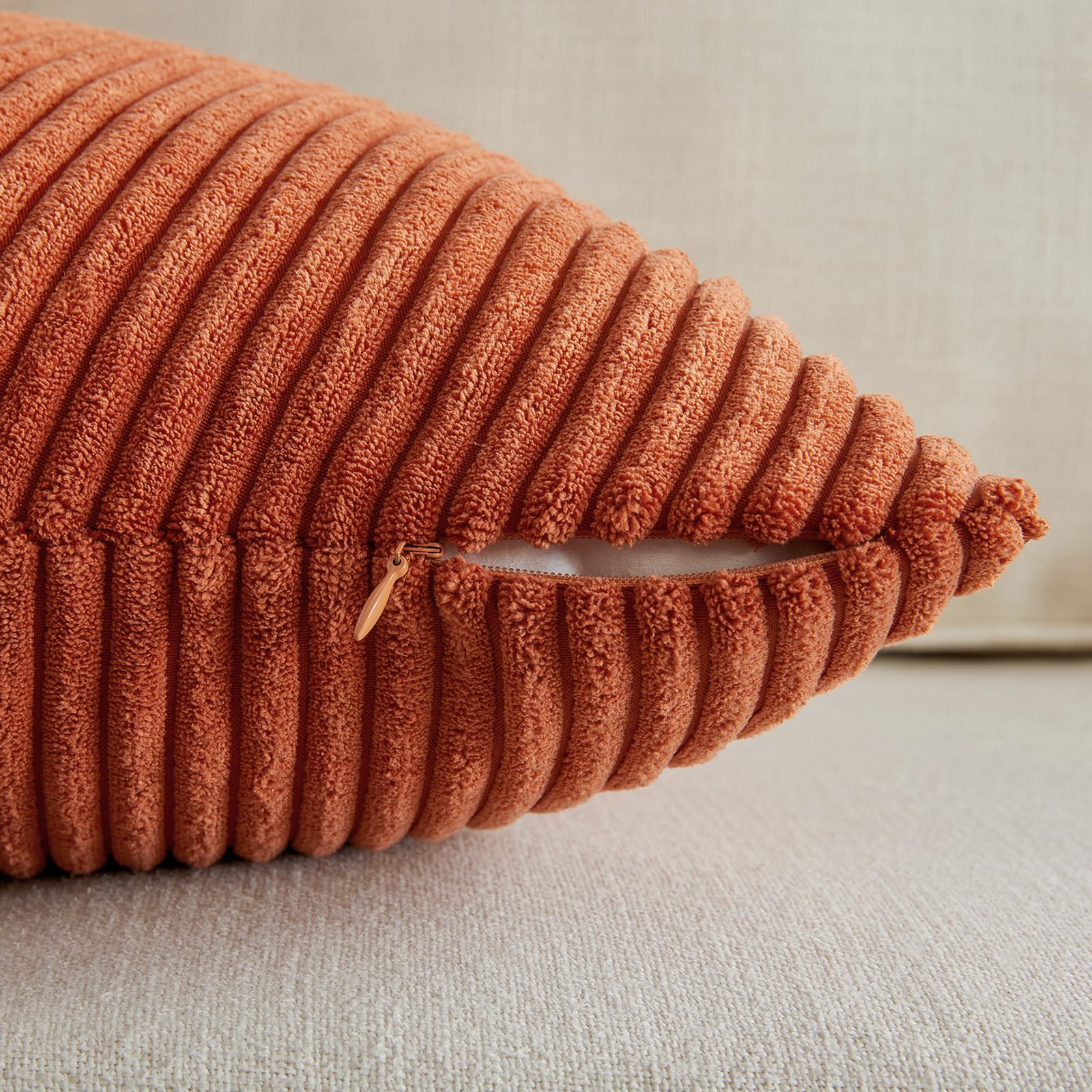 Fancy Homi Set Of 2 Burnt Orange Boho Decorative Throw Pillow Covers 16X16 Inch With Diagonally Pattern For Living Room Couch Be