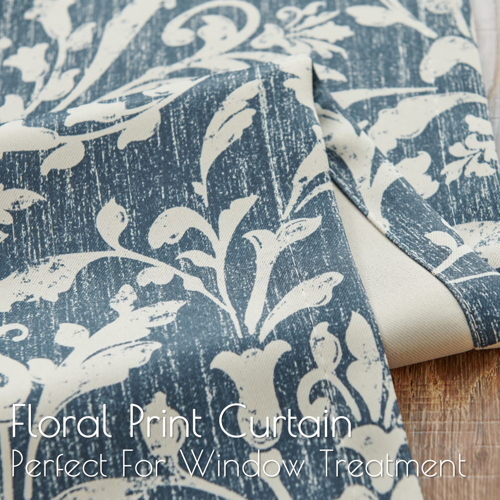 Jinchan 72 Inch Curtains For Bedroom, 80% Blackout Farmhouse Drapes With Scroll Floral Patterned For Living Room, Grommet Top Th