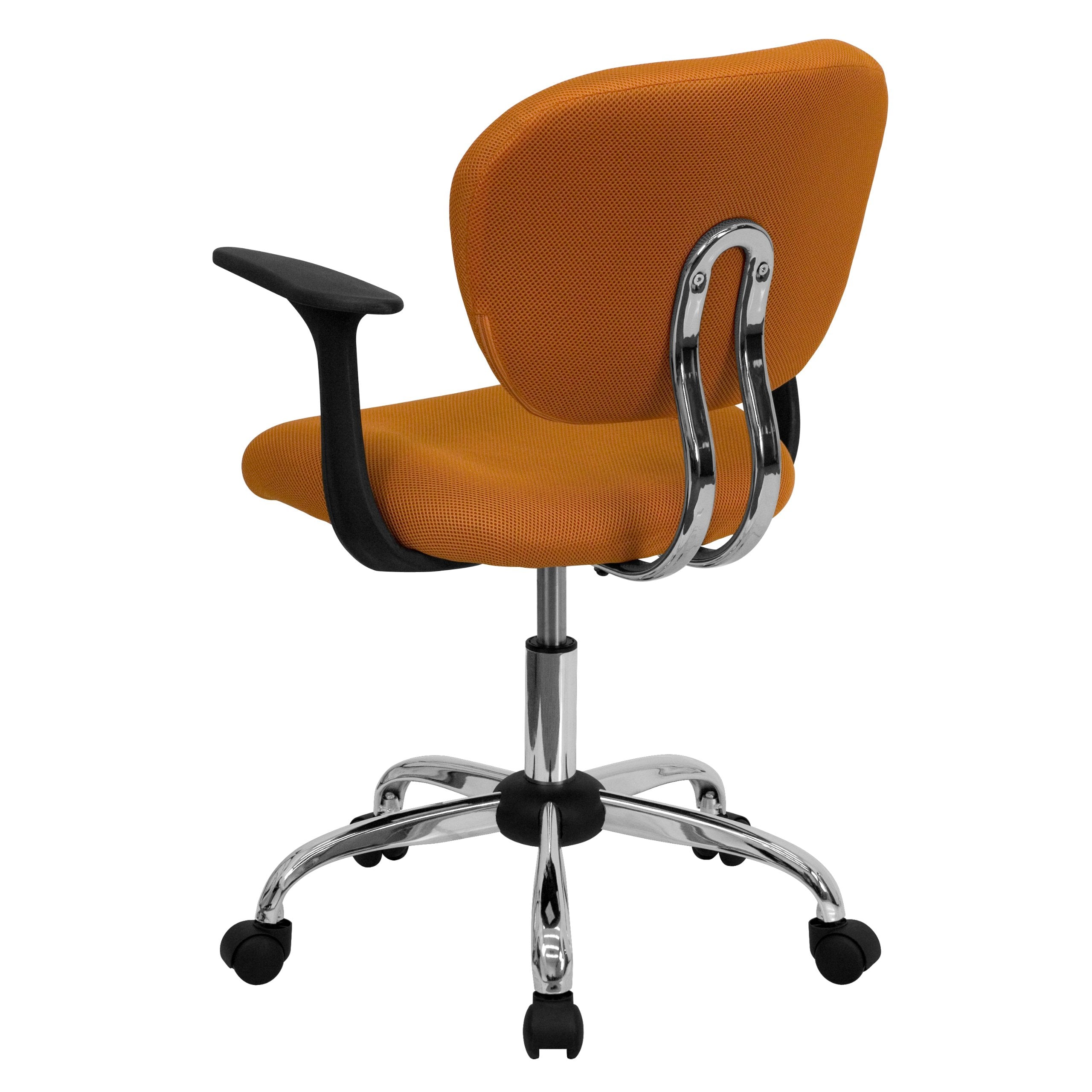 Flash Furniture Beverly Mid-Back Orange Mesh Padded Swivel Task Office Chair with Chrome Base and Arms