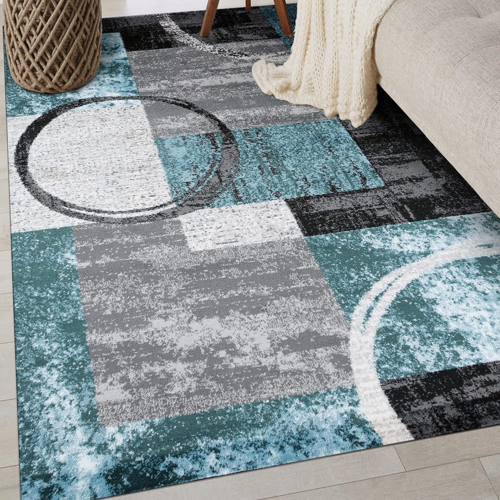 Rugshop Contemporary Abstract Circle Design Soft Area Rug 4' x 6' Gray