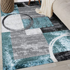 Rugshop Contemporary Abstract Circle Design Soft Area Rug 4' x 6' Gray
