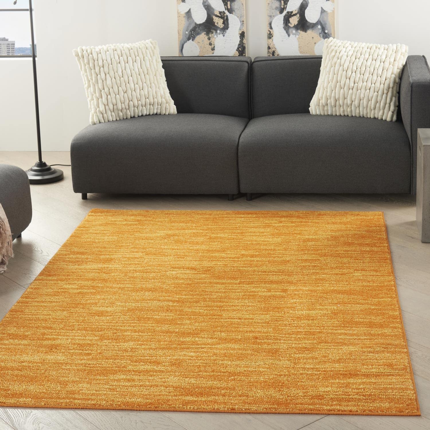 Nourison Essentials Indoor/Outdoor Sunburst 4' X 6' Area -Rug, Easy -Cleaning, Non Shedding, Bed Room, Living Room, Dining Room, Backyard, Deck, Patio (4X6)