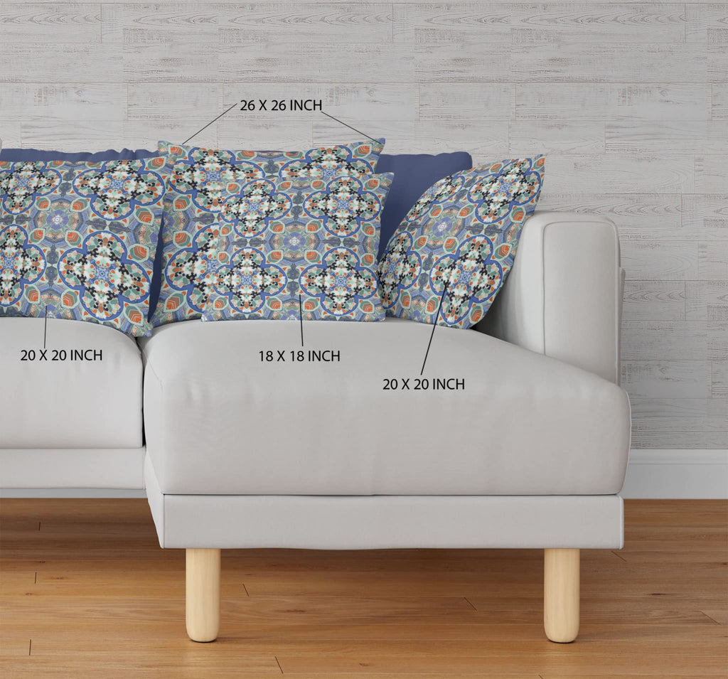 HomeRoots Blue Orange Cloverleaf Boho Suede Throw Pillow