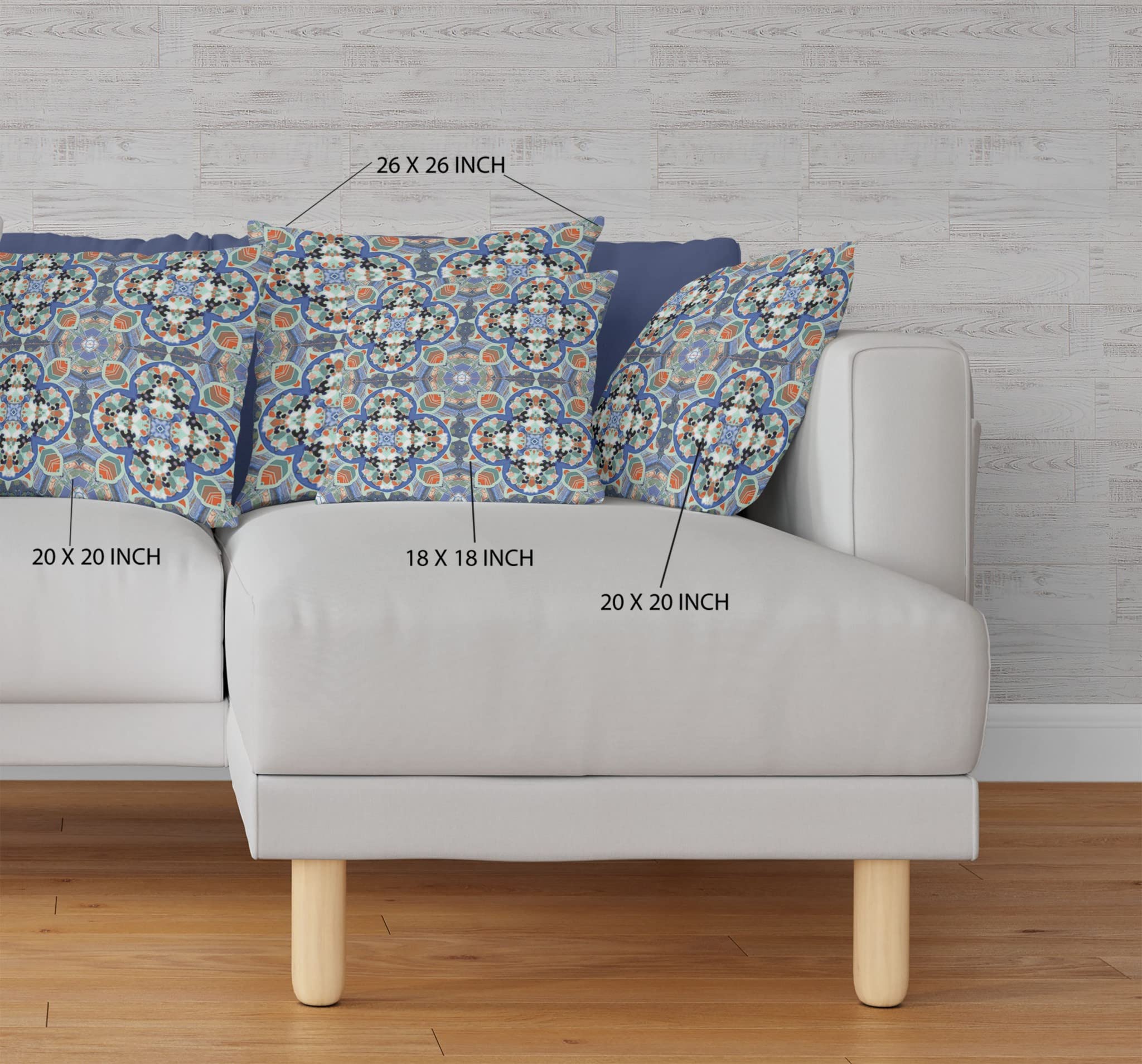HomeRoots Blue Orange Cloverleaf Boho Suede Throw Pillow