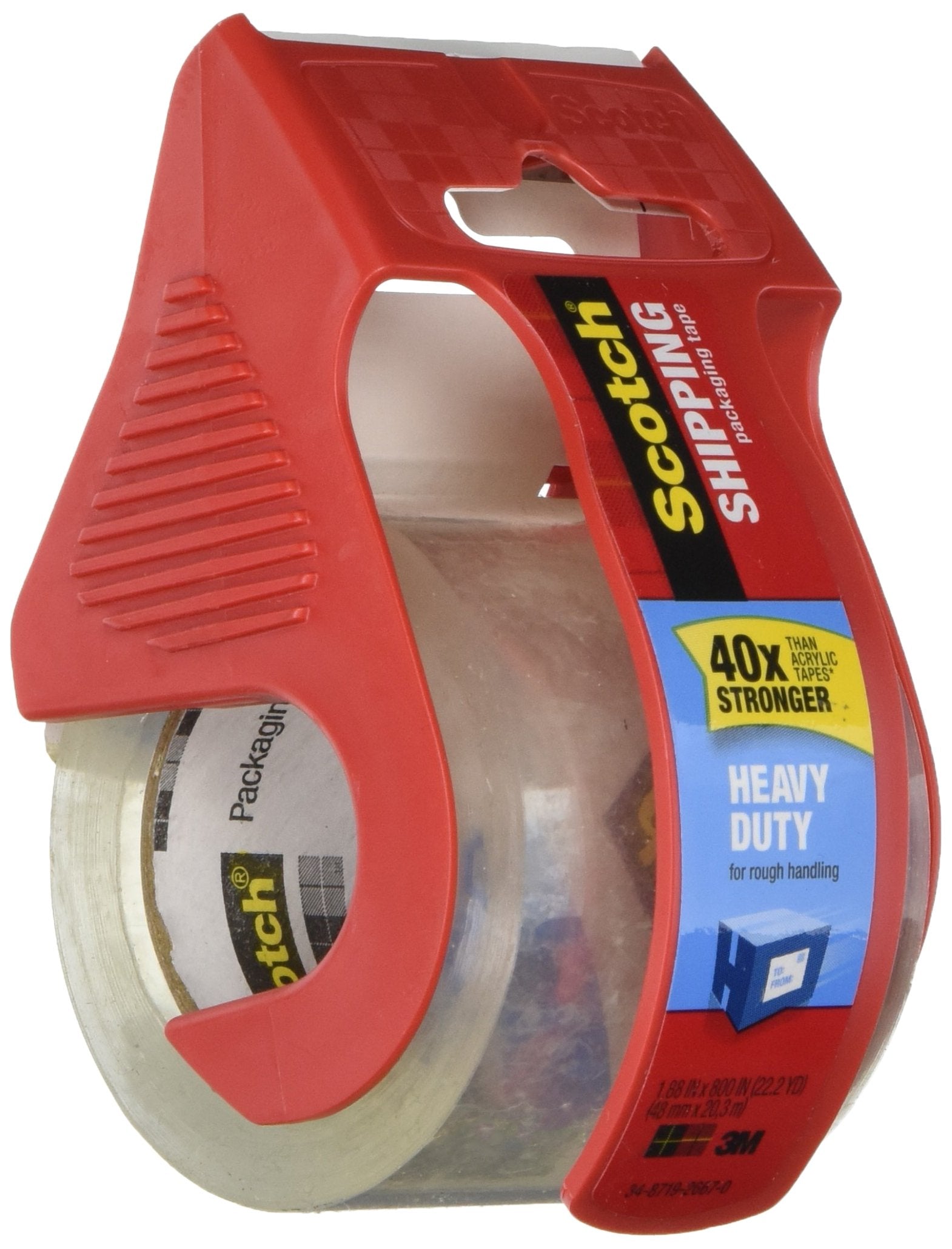 Scotch Heavy Duty Shipping Packaging Clear Tape, 1.5' Core, 1.88' X 22.2 Yard, Red Dispenser (142)