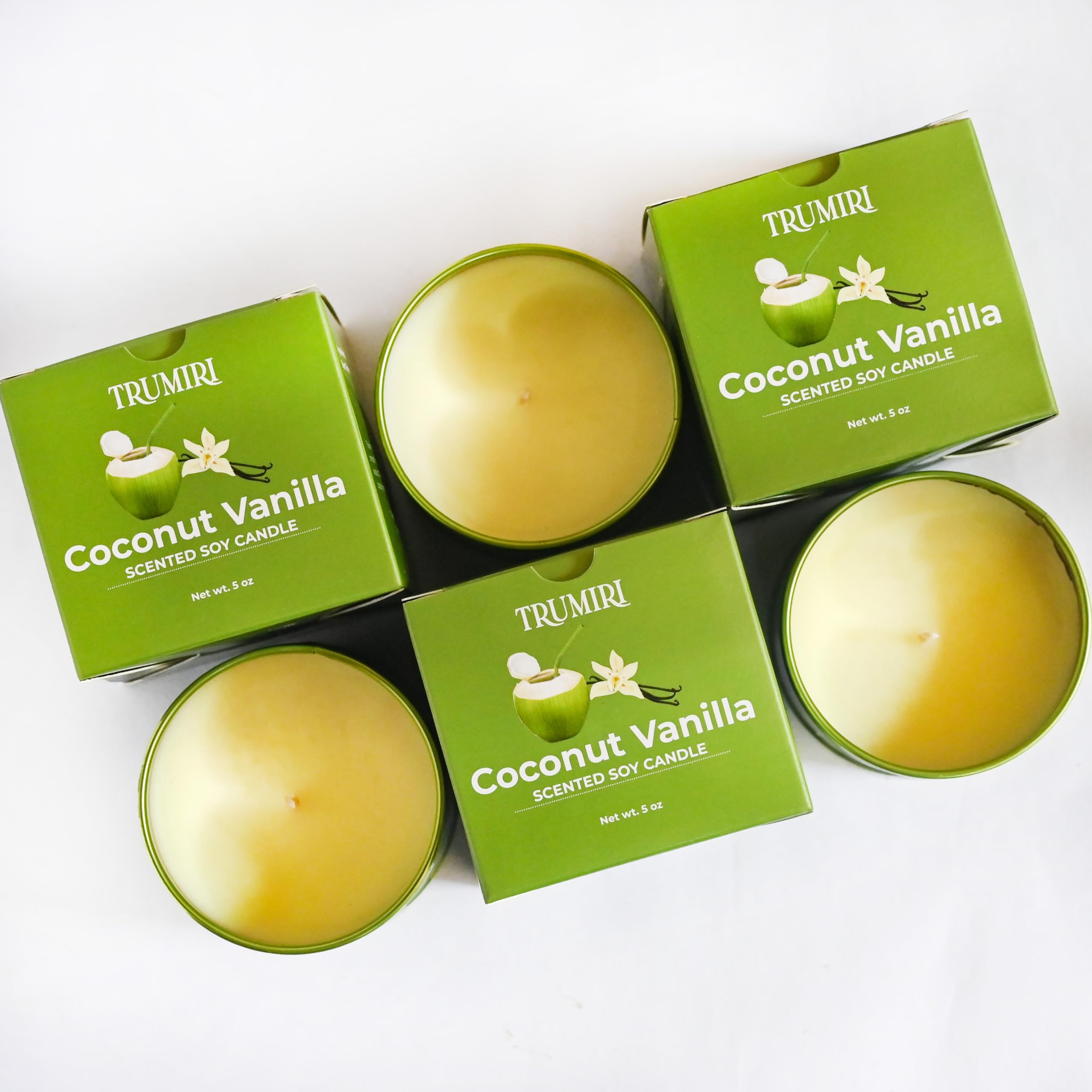 Coconut Vanilla - Aromatherapy Candles for Home Scented - Pack of 3-5oz Natural Soy Wax Clean Organic Non Toxic - Long Lasting H