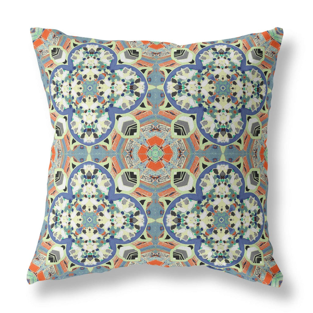 HomeRoots Blue Cream Orange Blue Cream Cloverleaf Boho Suede Throw Pillow