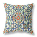 HomeRoots Blue Cream Orange Blue Cream Cloverleaf Boho Suede Throw Pillow