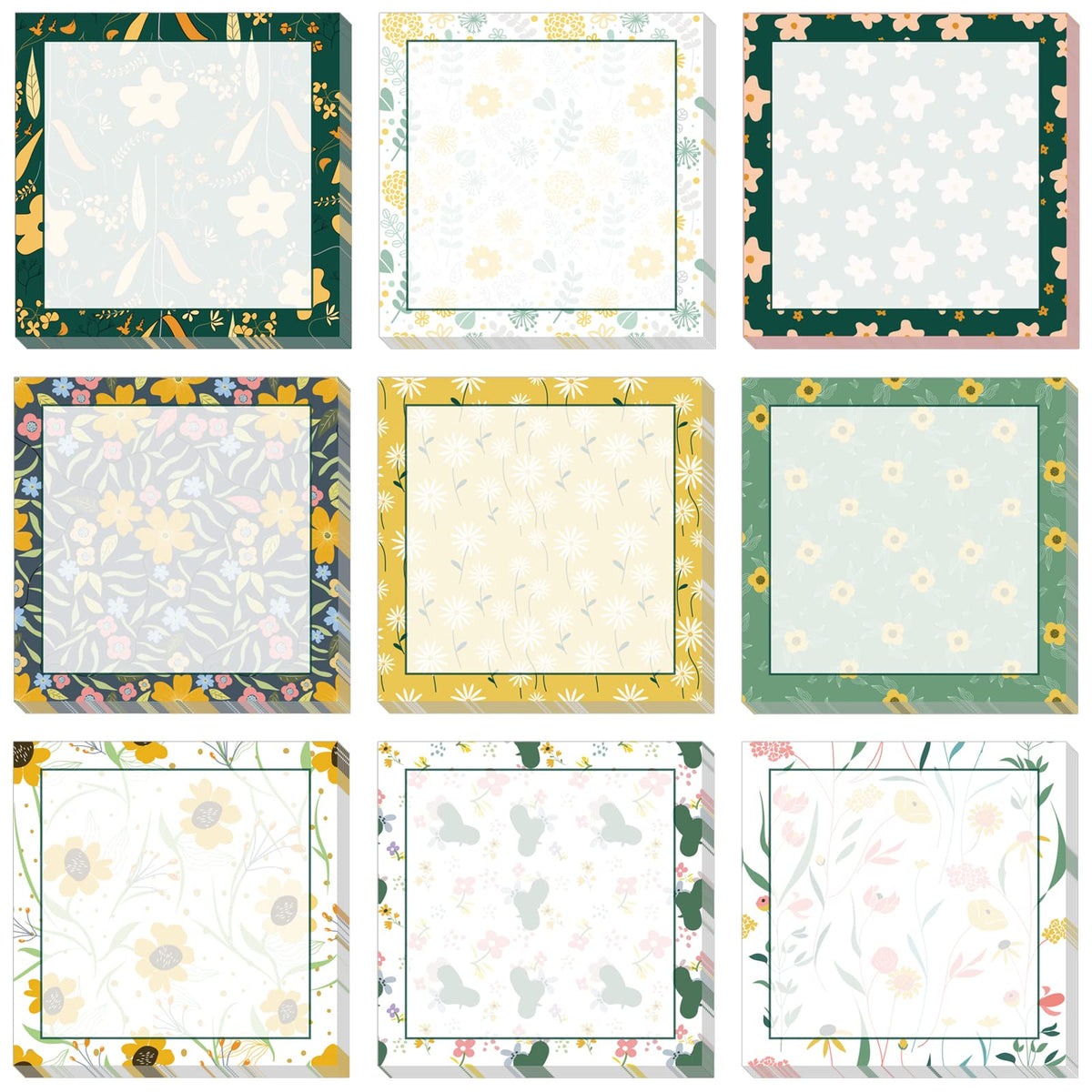 9 Pieces Flower Sticky Notes Adhesive Flower Memo Notes Self-Stick Note Pads For School Office Home Supplies Students Teachers P