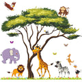 Amaonm Giant Jungle Animal and Tree Wall Decals Removeable DIY Flower Lion Giraffe Monkey Wall Sticker Peel and Stick Wall Decor