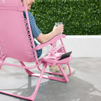 Best Choice Products Adjustable Zero Gravity Chair, Monochromatic Color Folding Patio Recliner W/Side Tray, Headrest - Carnation