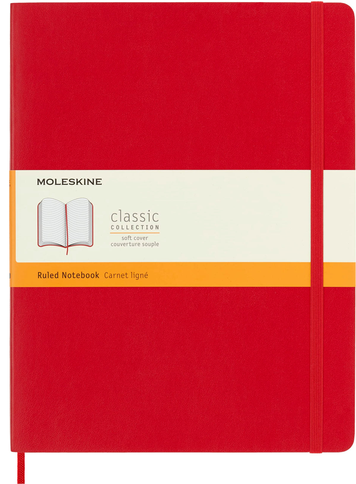 Moleskine Classic Notebook, Soft Cover, Xl (7.5' X 9.5') Ruled/Lined, Scarlet Red, 192 Pages