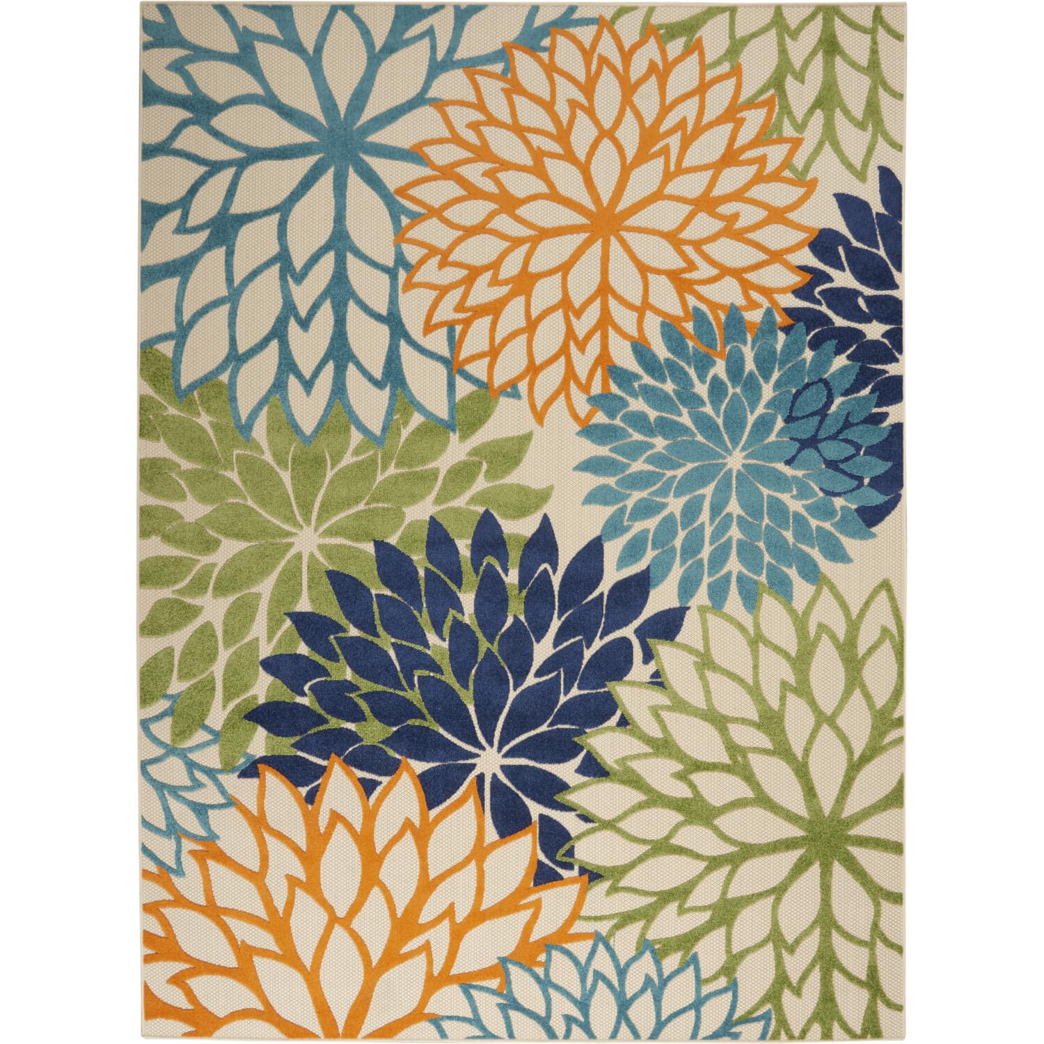 Nourison Aloha Indoor/Outdoor Multicolor 7' X 10' Area Rug, Easy Cleaning, Non Shedding, Bed Room, Living Room, Dining Room, Dec