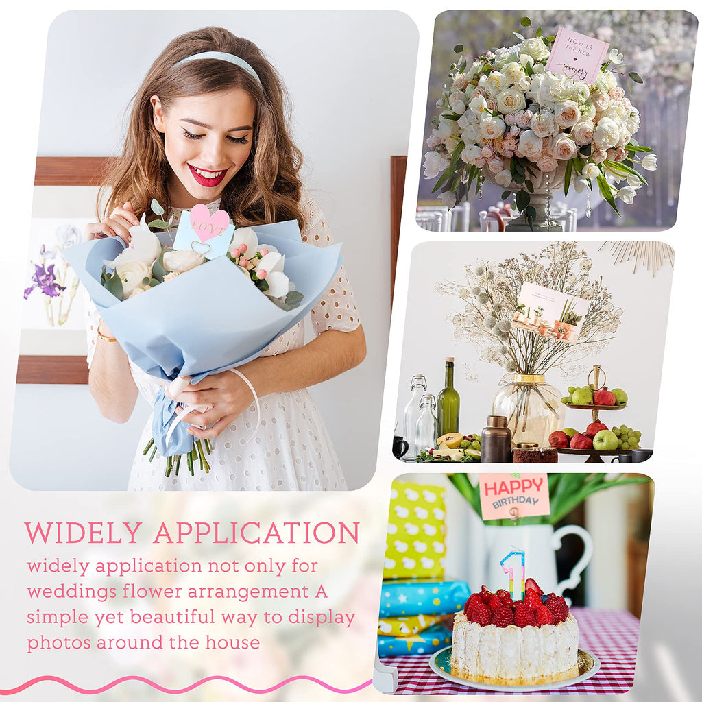 Sunnyray 30 Pieces Metal Wire Floral Picks Wire Place Card Holder Stand 13 Inch Table Name Number Picture Holder Clips Menu Note