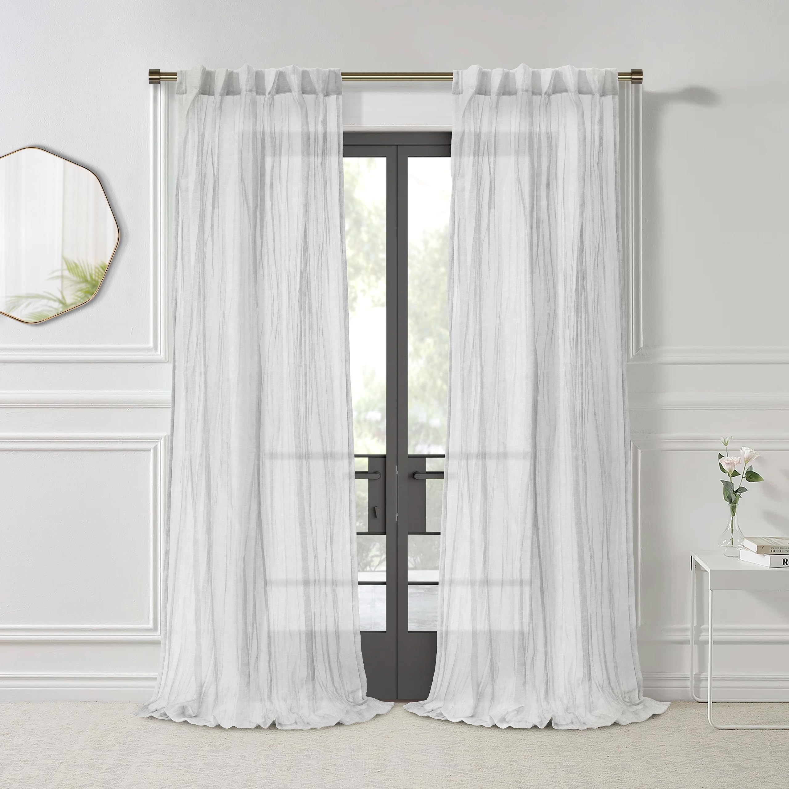 Richmark International Paloma Sheer Dual Header Curtain Panel 52 x 84 in White