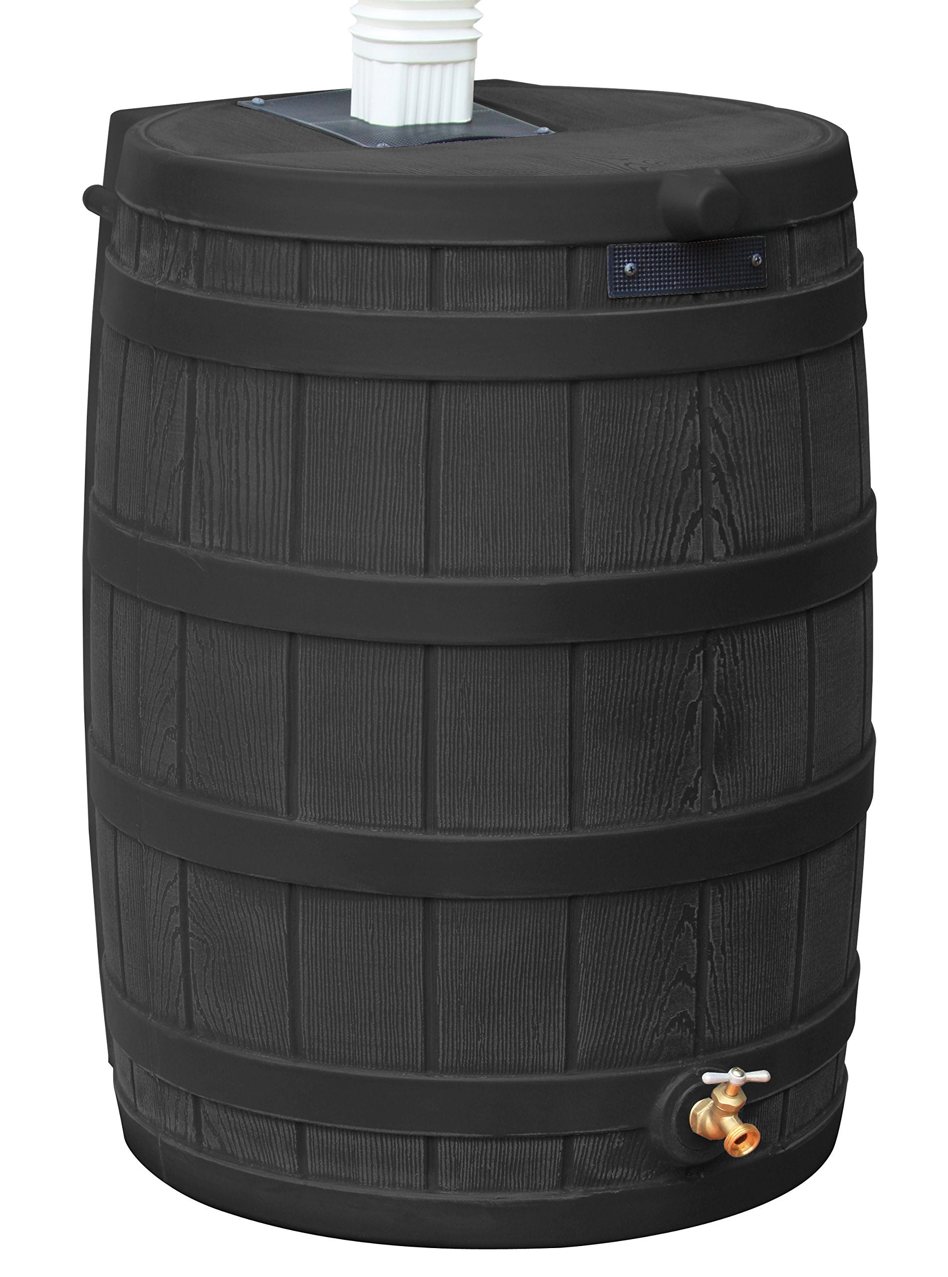 Good Ideas Rain Wizard 50 Gallon Plastic Rain Barrel For Outdoor Rainwater Collection And Storage Features Metal Spigot And Flat