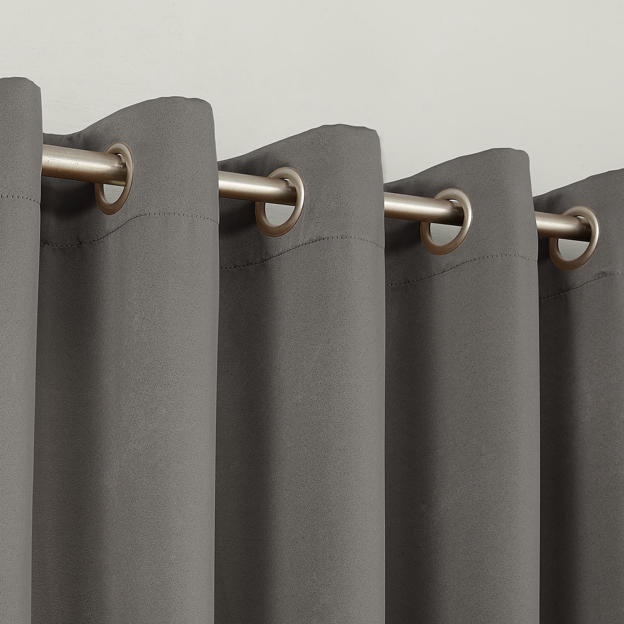 Sun Zero Barrow 2-Pack Energy Saving Grommet Curtain Panel Pair, 54'' X 108, Steel Gray