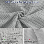 Phf 100% Cotton Waffle Weave Blanket Twin Size 66'X90' -Lightweight Washed Soft Breathable Blanket For All Season-Perfect Blanket Layer For Couch Bed Sofa - Light Grey