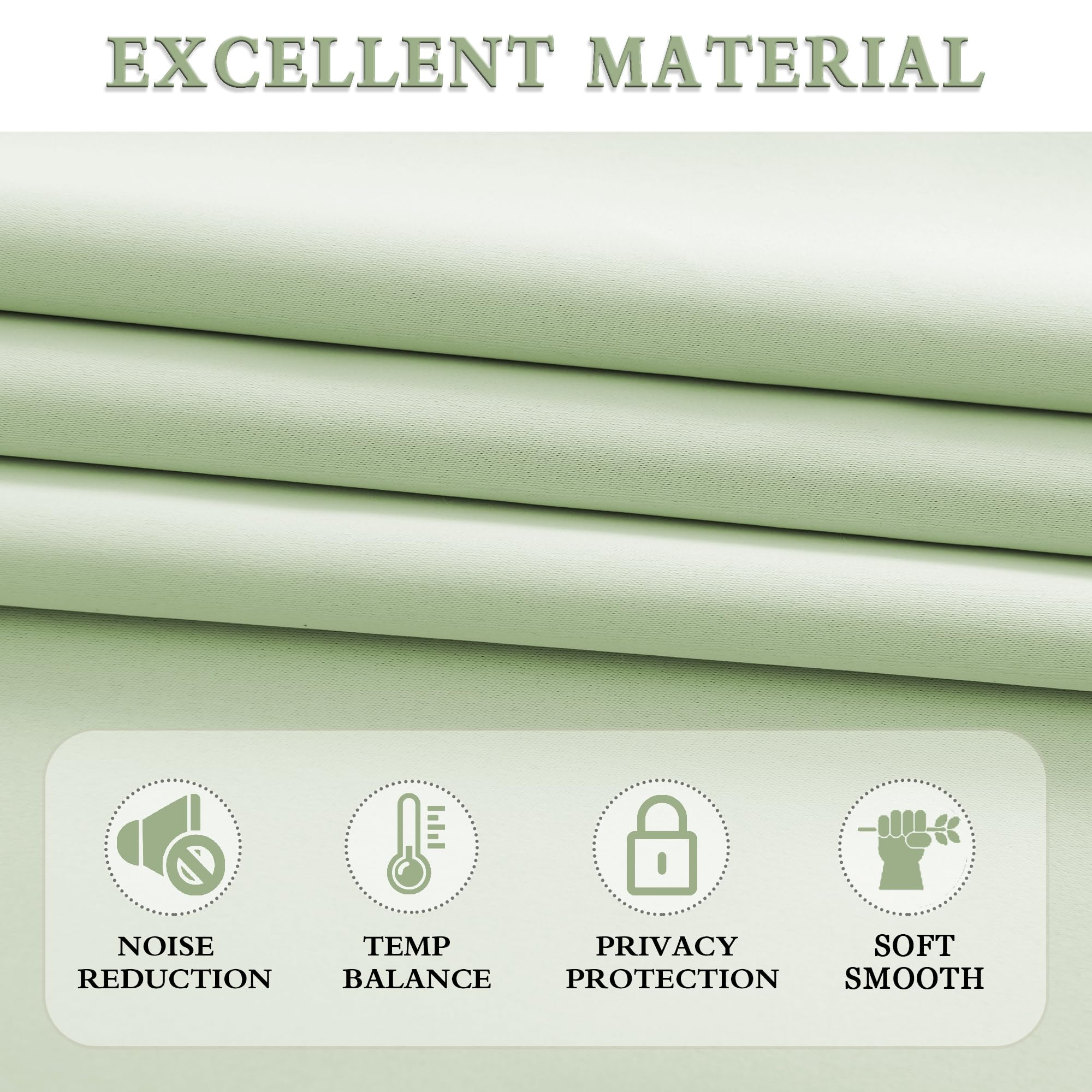 Light Lily Green Curtains 84 Inch Length For Living Room - 2 Panels Rod Pocket Drapes Room Darkening Thermal Insulated Floor Length Curtains For Doorway,52 X 84 Inch