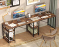 Bestier L Shaped Desk, 95.2 Inch Reversible Corner Computer Desk With Shelves, 2 Person Long Table For Home Office, Large Writing Storage Workstation With 3 Cable Holes, Rustic Brown