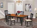 East West Furniture LGAN5-BCH-C 5 Piece Kitchen Table Set for 4 Includes a Rectangle Dining Room Table with Butterfly Leaf and 4 Linen Fabric Upholstered Chairs, 42x84 Inch, Black & Cherry