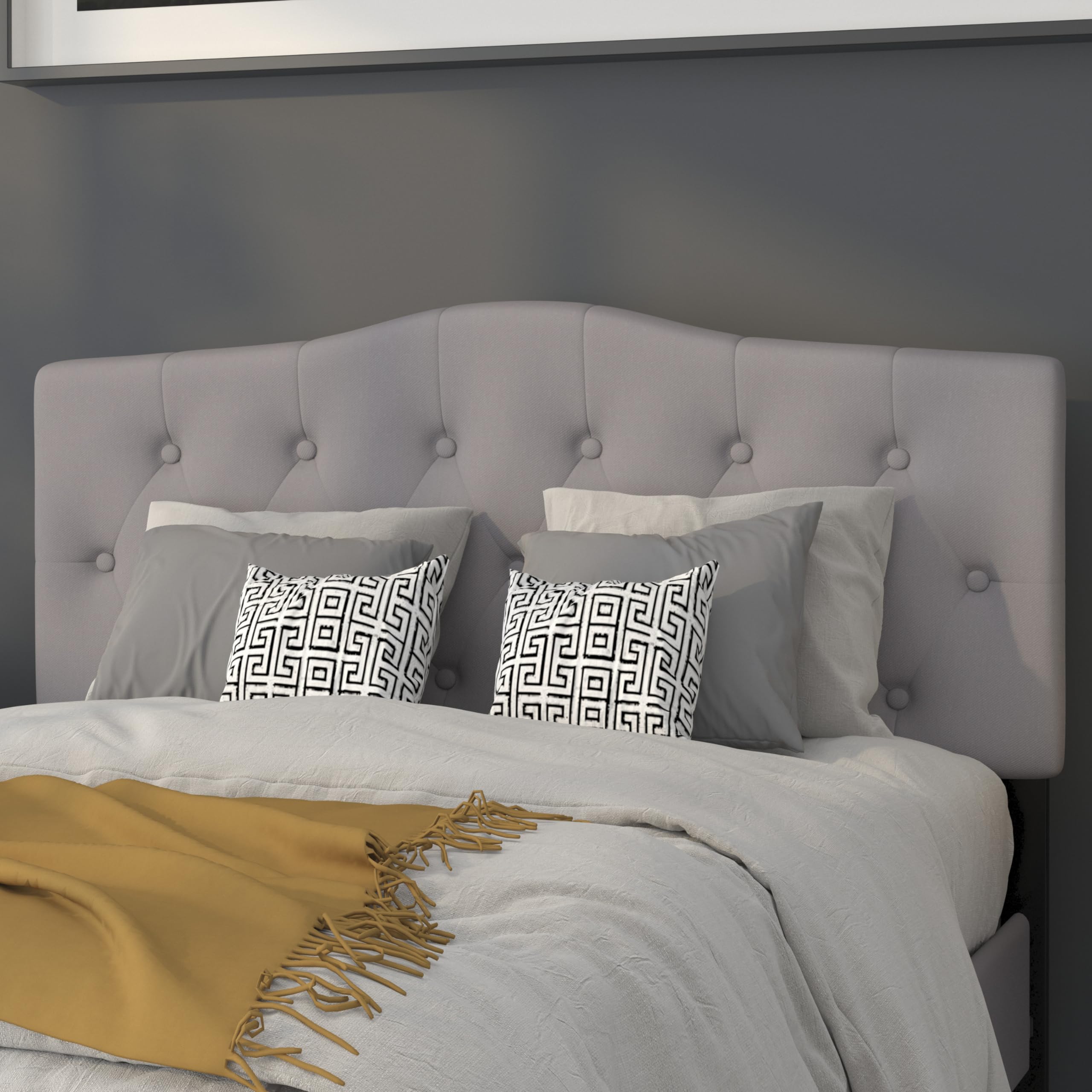 Flash Furniture Cambridge Tufted Upholstered Full Size Headboard In Light Gray Fabric