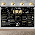 Eiurteao 65th Birthday Decorations Back in 1959 Banner Backdrop for Women Men, Black Gold Happy 65 Birthday Sign Poster Party Su