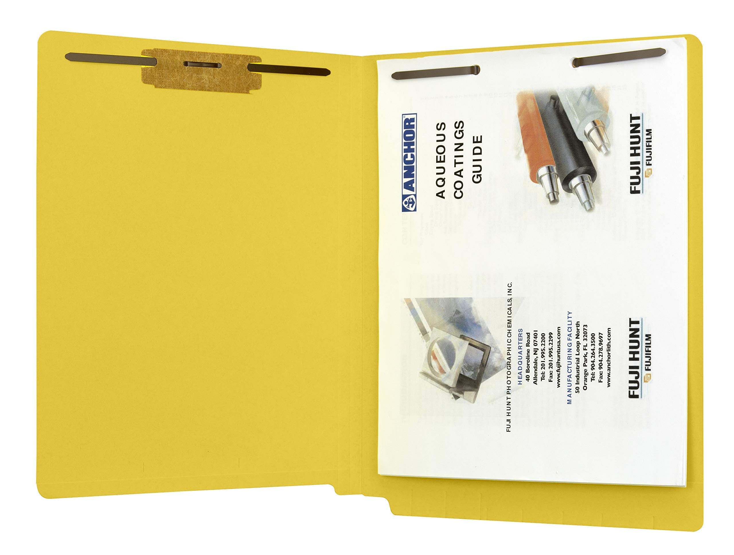 The File King Yellow Full Side Tab File Folder | Two 2    Fastener Prongs | Letter Size | Box Of 50 | Extra Space For Jacket Lab