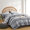 Kakijumn Grey Tufted Comforter Set Full Size 7 Piece Bed In A Bag, Shabby Chic Boho Comforter And Sheet Set, Pom Pom Textured Be