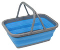 Collapsible Shopping Basket Tote  Silicone Market Basket with Handles, Portable and Foldable, Blue