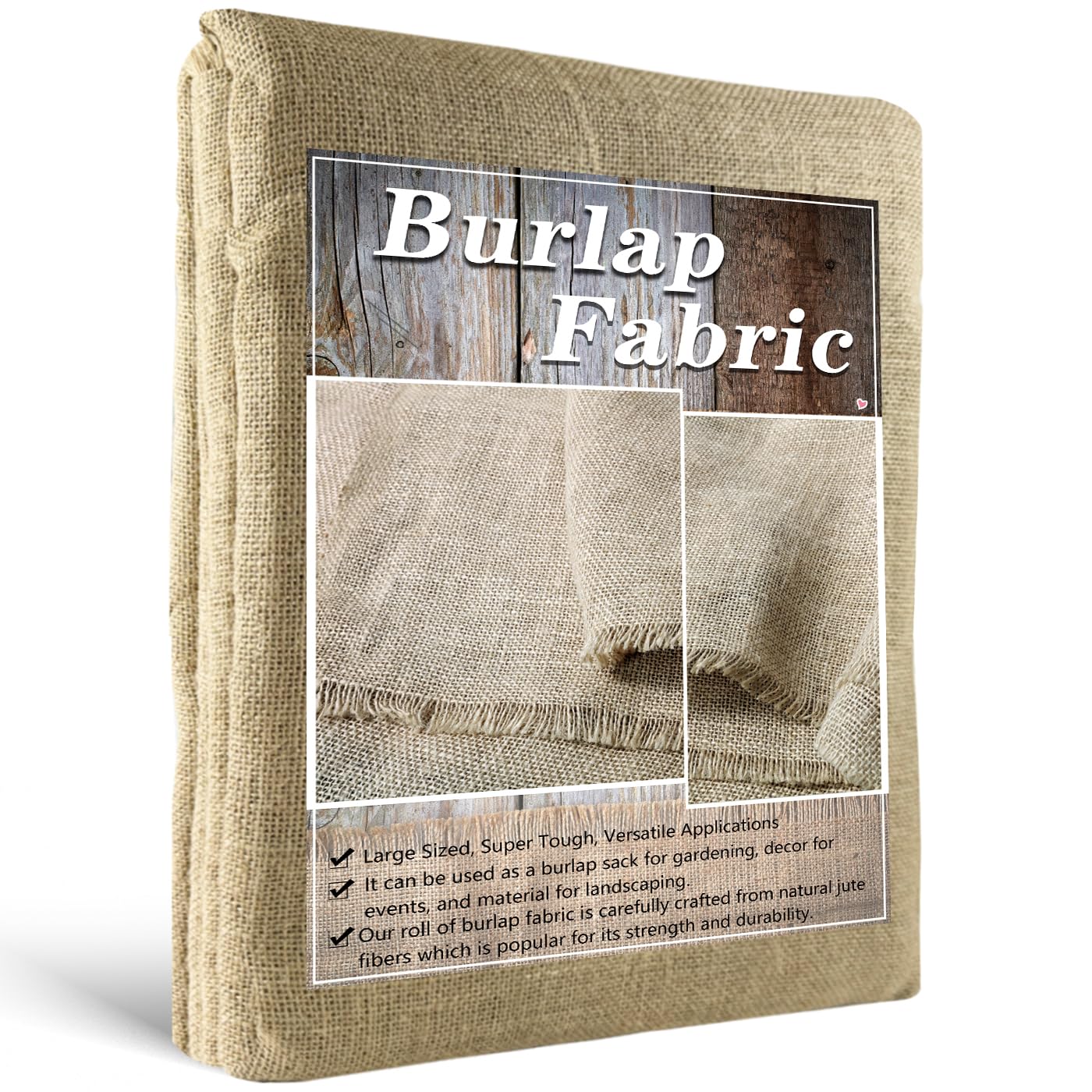 HORTIFAN Burlap Fabric Roll, 40'' x 24 Feet Burlap Garden Fabric Natural Jute for Decorations, Crafts, Weddings, Table Runner, L