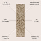 Jonathan Y Smb119A-210 Nevis Palm Frond Indoor Outdoor Area Rug Coastal Floral Easy Cleaning Bedroom Kitchen Backyard Patio Non Shedding, 2 X 10, Brown/Beige