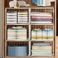 6 Pack ExtraLong Closet Organizers and Storage with Top Board, Stackable Closet Shelf Organizer, Double Storage Design, Clothes