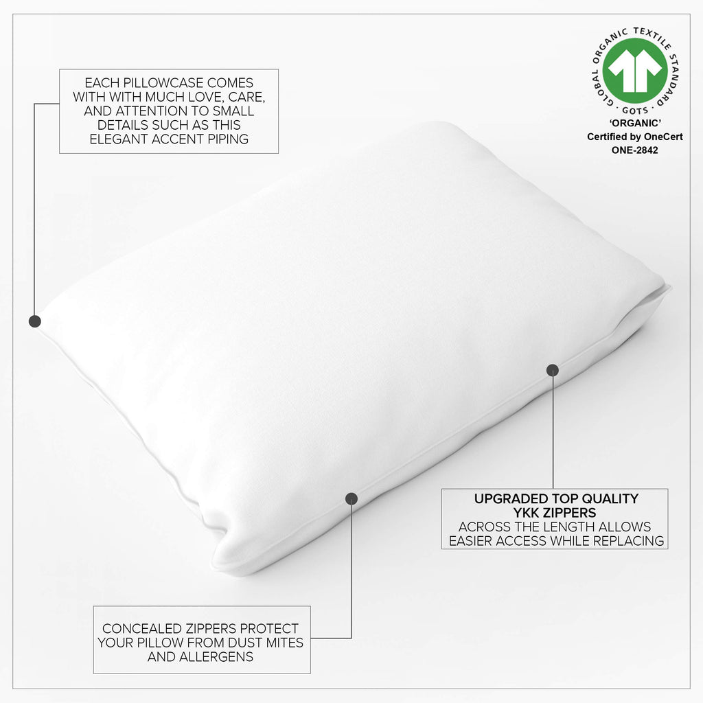 Makemake Organics Organic Pillow Protector (Set Of 2) Gots Certified Organic Cotton Pillow Cases Zippered Natural Breathable Saf
