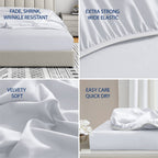 Cathay Home Twin Fitted Sheet - Double Brushed Ultra Soft – Wrinkle & Fade Resistant - 14' Standard Pocket Fitted Sheet Only - Good Fit For 12'-16' Deep Mattress (Twin, White)