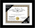 Creative Picture Frames 8x10 Classic Black Diploma Frame with White Mat Glass Easel and Installed Wall Hangers | Frame Holds 10x