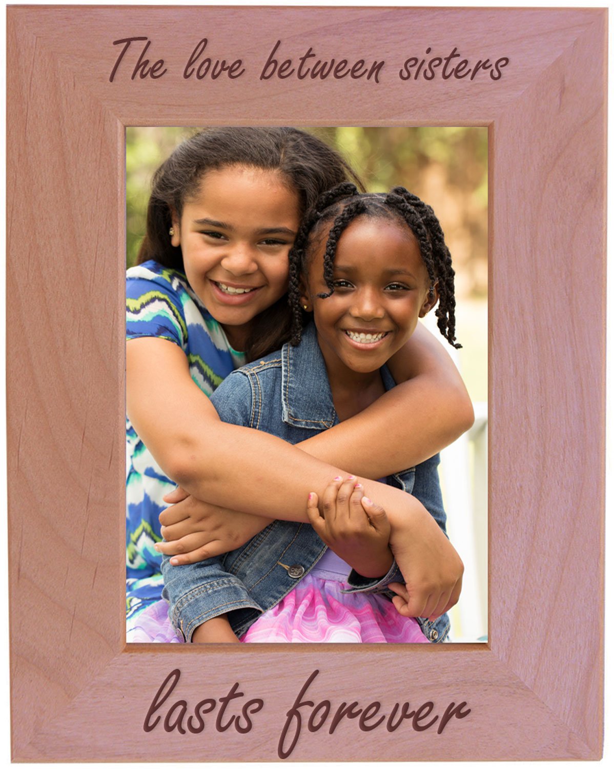 CustomGiftsNow The Love between sisters lasts forever - 4x6 Inch Wood Picture Frame (5x7-inch Vertical)