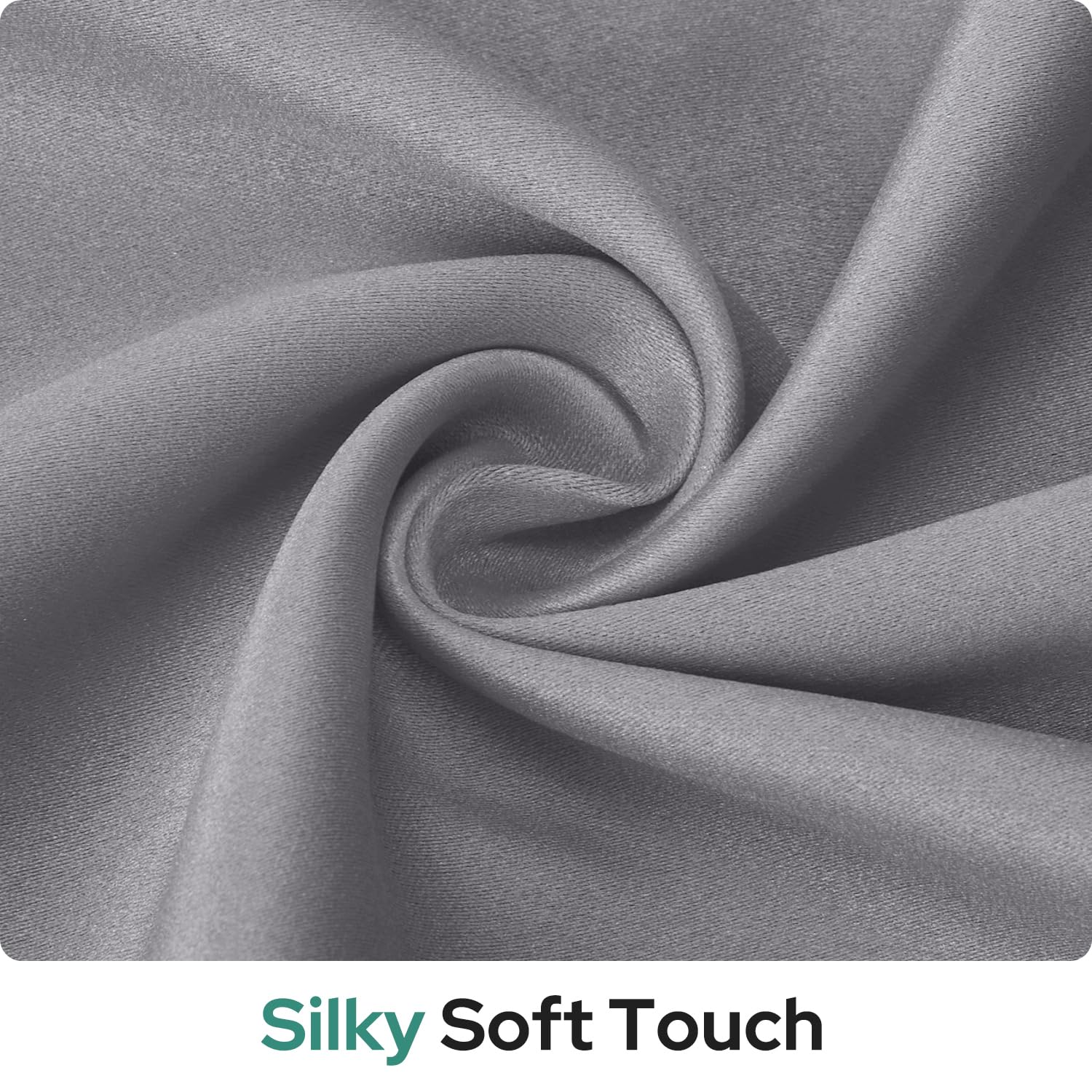 Homeideas 100% Blackout French Door Curtains, Privacy Door Curtains For Window, 26 X 40 Inch Room Darkening Blinds, Thermal Insulated Window Shades For Bedroom, 1 Panel, Light Grey