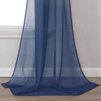 Donren Semi Sheer Panel Curtains Scarf-Home Decor Window Sheer Valance Voile Scarf 1 Piece,52 Inches Wide By 216 Inches Long,Nav