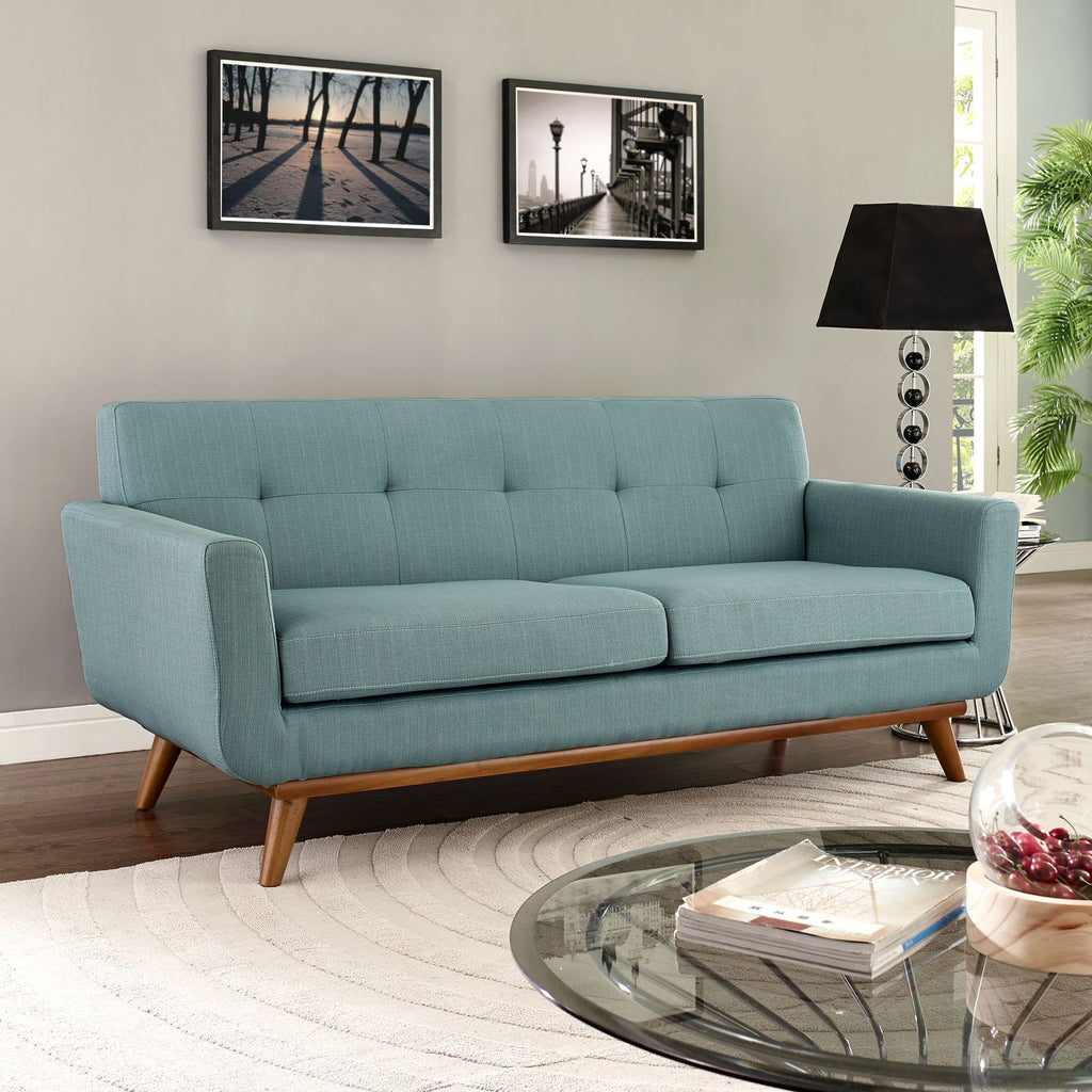 Modway Engage Mid-Century Modern Upholstered Fabric Loveseat in Laguna